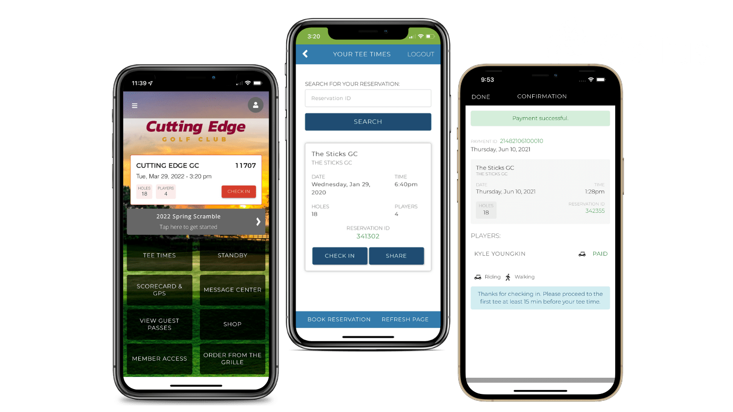 Golf Apps Mobile Check-In on Smartphone